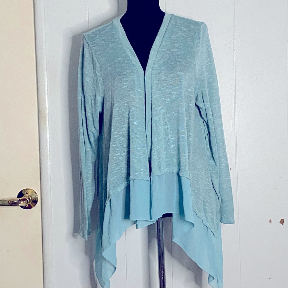 Torrid Size 1 Seafoam Green Light Sweater/Coverup w/flounce trim Spring Summer